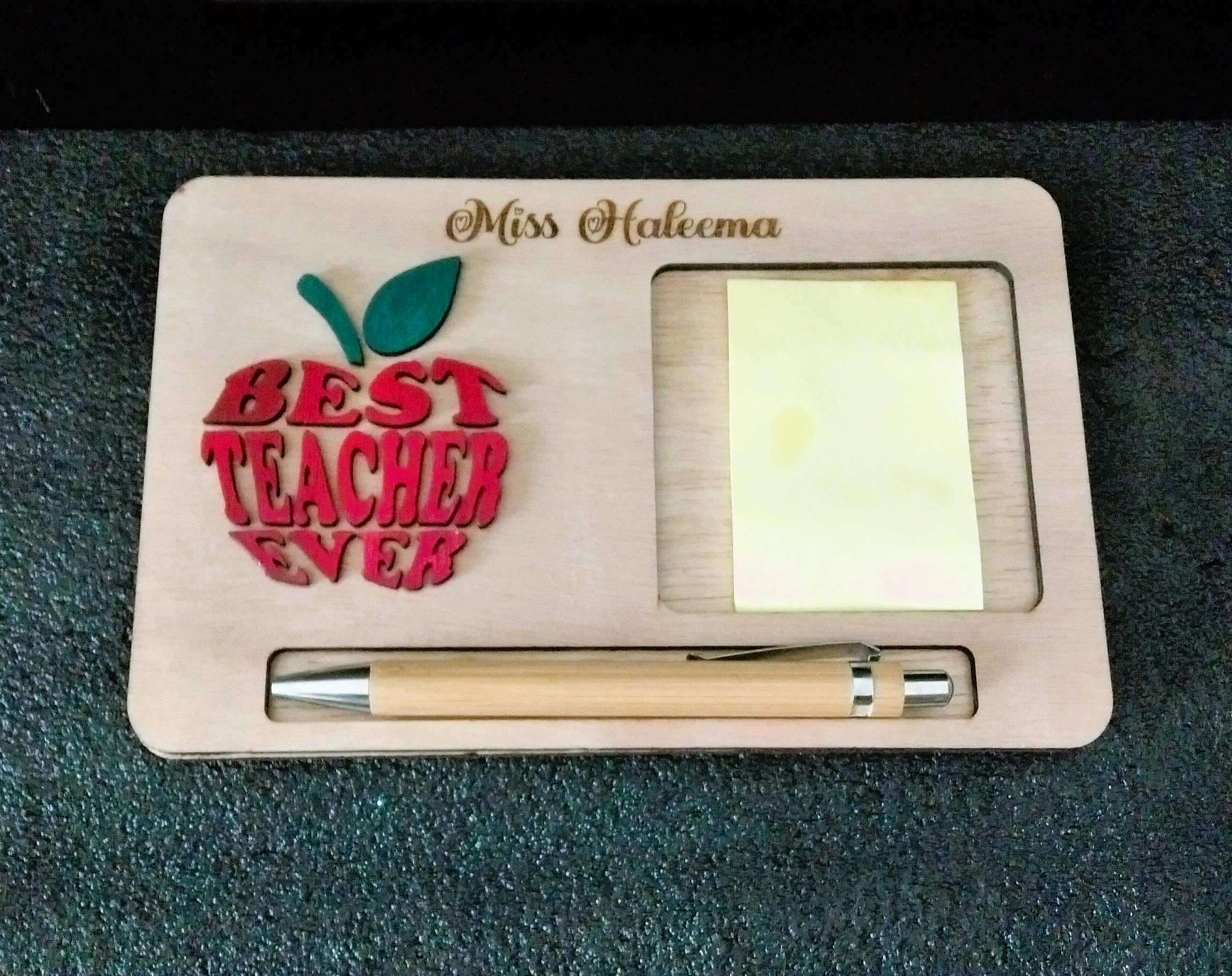 Teacher Appreciation Gift Personalised Sticky Notes and Pen Holder